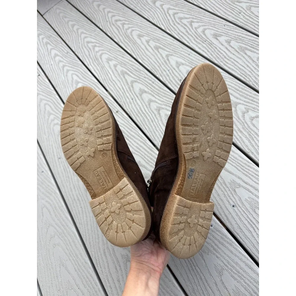 Italeau Waterproof Foliana Suede Round Toe‎ Ankle Zip Booties US Size 10.5